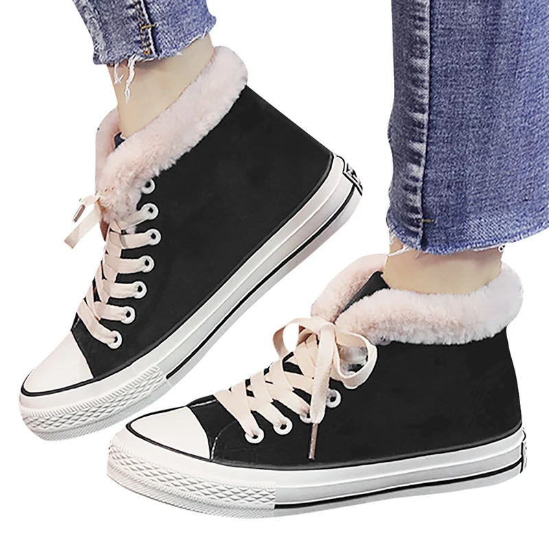 Модные высокие кроссовки обувь из микрофибры Женская Повседневная Теплая на