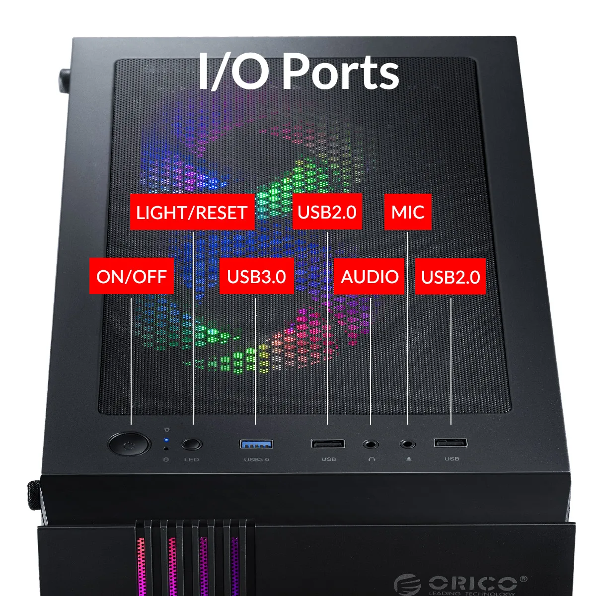 ORICO компьютера чехол USB3.0 компьютерных игр закаленное Стекло поддерживает блок