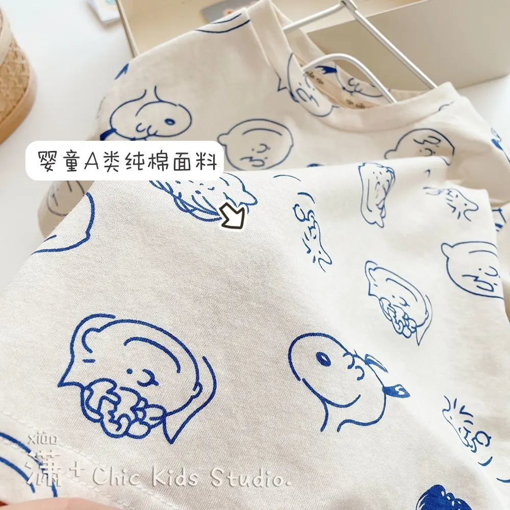 VIDMID Boys and girls Cotton Short Sleeve T-Shirts summer new children&#39s all over print loose baby half sleeve thin tops P5345 | Детская