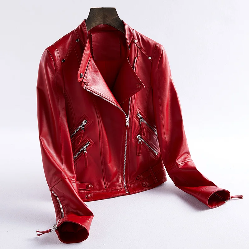 

Autumn Spring Genuine Leather Jacket Women Real Sheepskin Coat Female Korean Motorcycle Jackets Chaqueta OT6685 MY2004