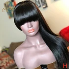 13x4 прозрачные кружевные передние парики с челкой, прямые кружевные передние человеческие волосы, парики для женщин, предварительно выщипанные волосы Remy, Nabeauty 180
