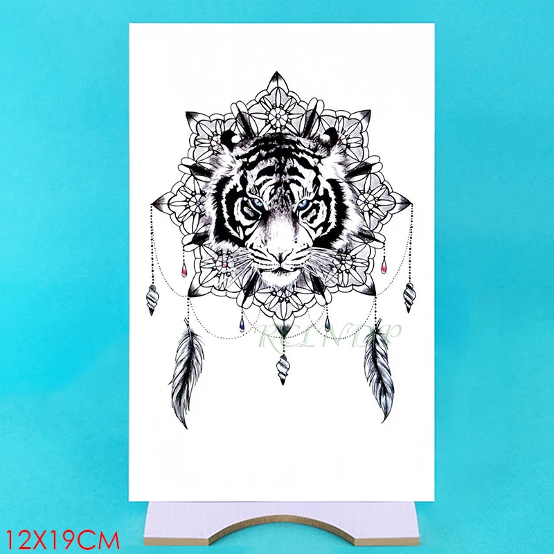 Водонепроницаемые временные тату наклейки Тигр Животное перо цветок оболочка