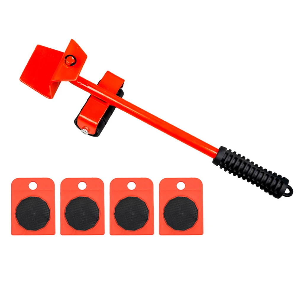 

5pcs Furniture Mover Tool Transport Household Furniture Moving Lifter Heavy Object Mobile Device Metal Crowbar Handling Tools