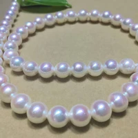 authentic japanese akoya natural seawater pearl necklace 8 9mm white pink circle very 925 silver clasp 18inch