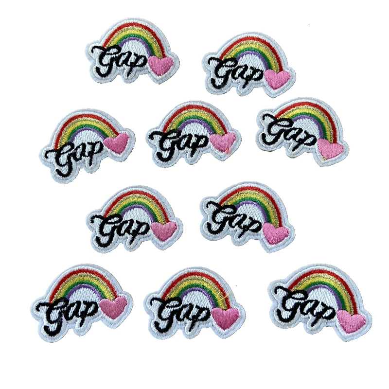 

С вышивкой с надписями в виде аппликаций, разрыв с яркой вышитой радугой патчи железные на одежде для ремонта 10 штук