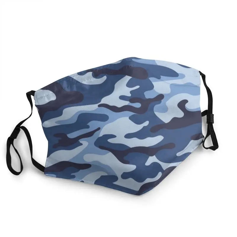 

Military Blue Camo Mask Unisex Adult Anti Haze Navy Camouflage Mask Protection Cover Respirator Breathable Mouth Muffle