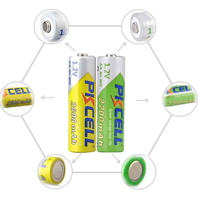 8Pcs/2cards PKCELL AA 1.2V NIMH 2600mah Rechargeable Battery And 2200mah LSD For Camera | Электроника