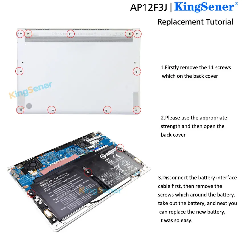KingSener AP12F3J ноутбук Батарея для acer Aspire 13," ультрабук S7 S7-391 2ICP3/65/114-2 AP12F3J 7,4 V 4680 мА-ч/35WH
