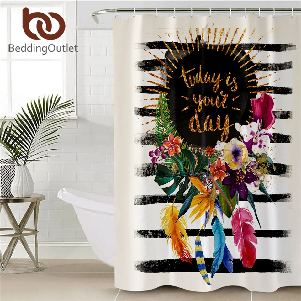 BeddingOutlet цветочная гирлянда занавеска для душа полосатая Розовая Занавеска