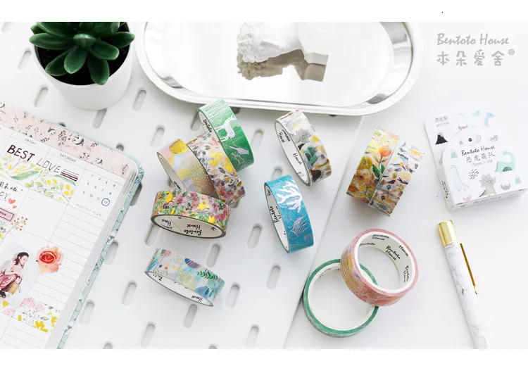 1 шт. Kawaii фольга васи лента цветная DIY Украшение дневника Скрапбукинг маскирующая Лента наклейки креативная стационарная стиральная лента 02589