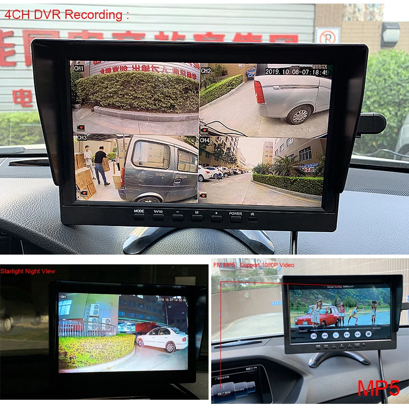 HD AHD 1920*1080P 10,1 дюймов Автомобильный MP4 MP5 грузовик фургон Автобус DVR Запись видео монитор с 4CH AHD Передняя Задняя Левая Правая камера