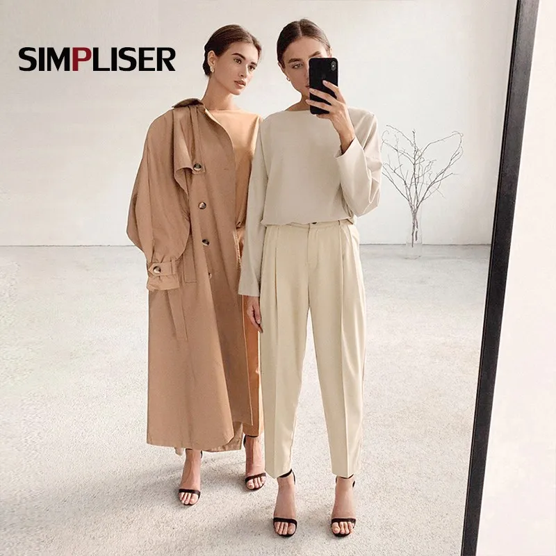 Женские брюки с завышенной талией офисные Костюмные цвета хаки коричневые для