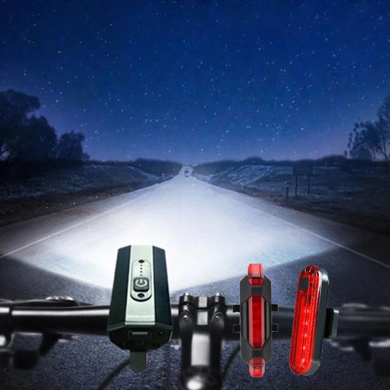 

Bicycle Light USB Charging LED Cycling Lights Rainproof Front Headlight Ultralight Flashlight Bike Head Rear Light Accessories