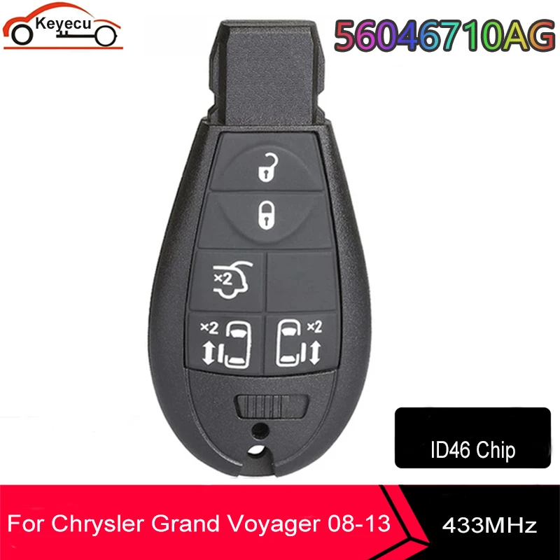 KEYECU 5 düğmeler 433MHz PCF7941A ID46 Fobik uzaktan araba anahtarı Fob Chrysler Grand Voyager için 2008 2009 2010 2011 2012 56046710AG