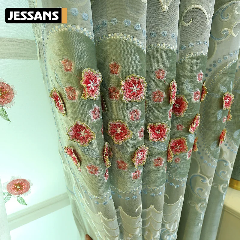 

Curtains European Water-soluble Embroidery Cashmere Bedroom Curtains for Living Room Modern Window Curtain Valance Bedroom