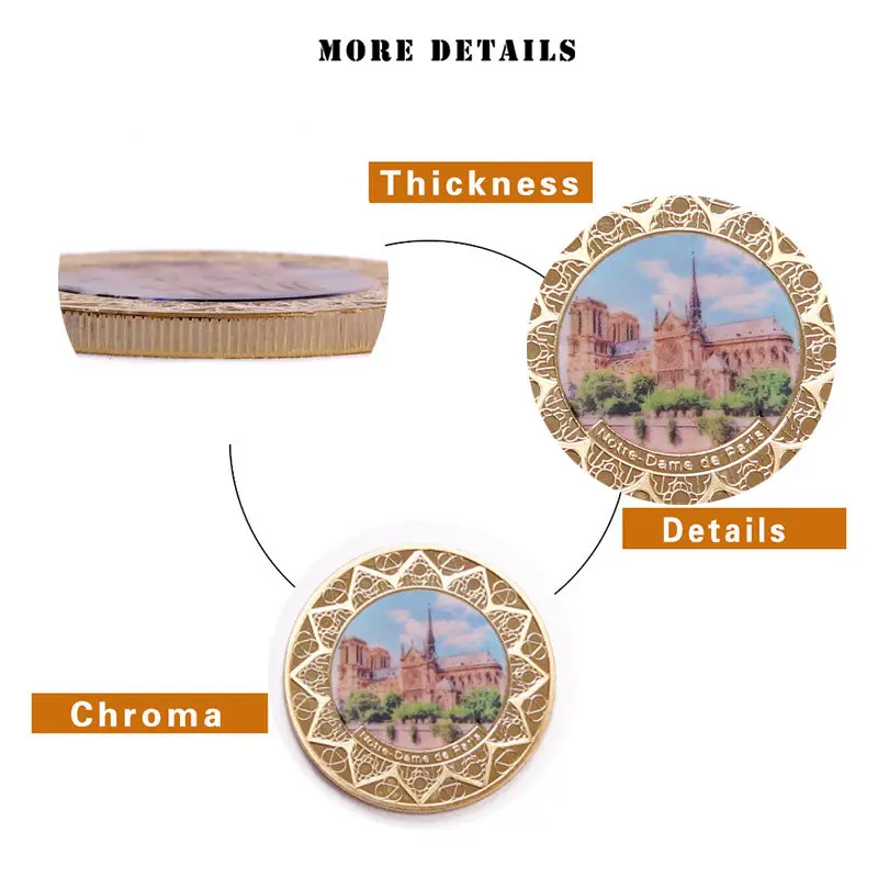 WR Франция Нотр Дам де Пари золотые коллекционные монеты с монетницей вызов