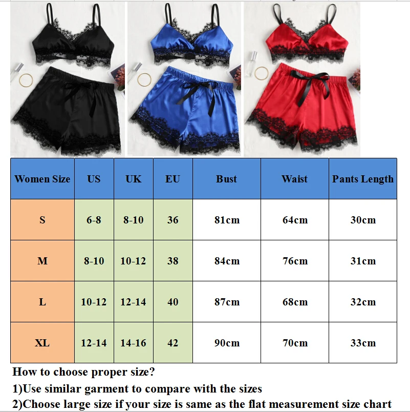 

2pcs Pajamas Sets Women Fashion Lace Satin Silk Pijama Summer Sleepwear Underwear Crop Tops and Shorts Outfits Pj Set