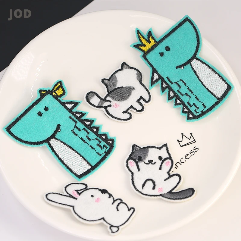 Милая кошка кролик динозавр мультяшный Детский Патч вышивка на одежде наклейка