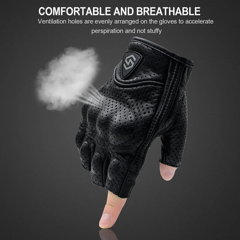 

NEW-1 Pair Cycling Gloves Sheep Leather Fingerless Gloves Half Finger Gloves for Motocross Riding Mountaineering Fitness M