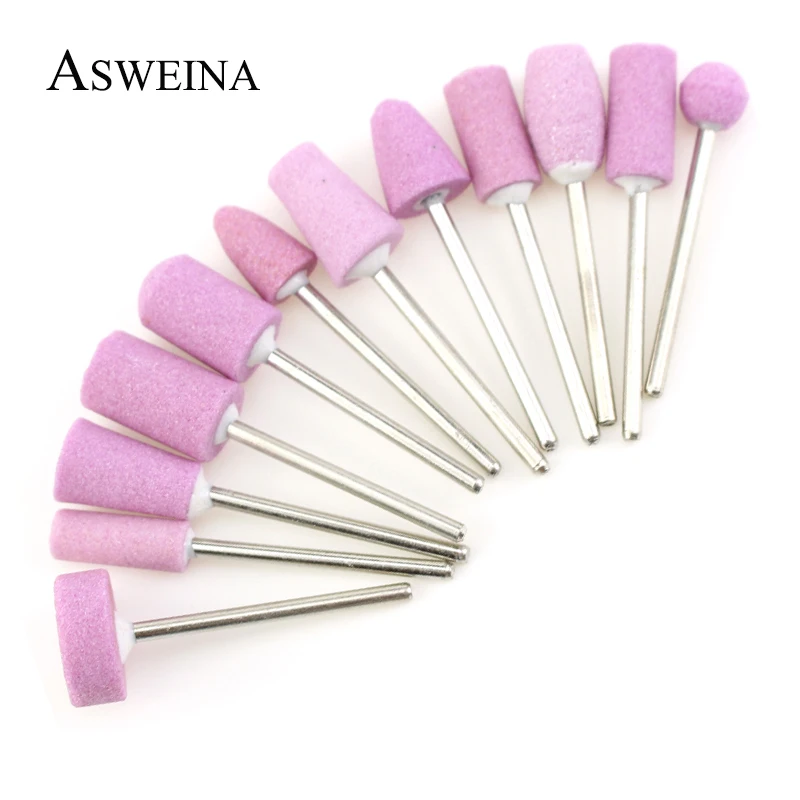 ASWEINA 12 шт. розовая керамическая каменная фреза для ногтей Корундовая