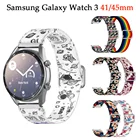 Ремешок с цветочным принтом для Samsung Galaxy Watch 3 41 мм, браслет для Galaxy Watch 46 мм Gear S3 Amazfit Bip GTS, 20 мм 22 мм
