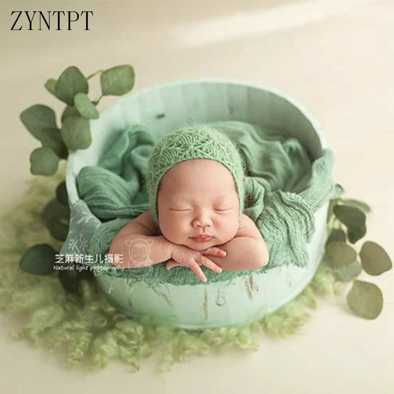 Wool Barrel Photo Shoot Baskets For Newborn Photography Props Wooden Box Baby Photoshoot Stuffer Basket Fotografia Accessories