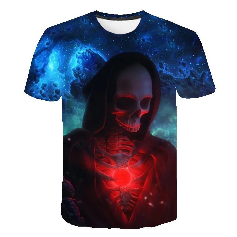 

2021 Men's Skull T-shirt 3D Printing Short Sleeve Round Neck T-shirt For Men And Women Horror Summer Plus Size Top