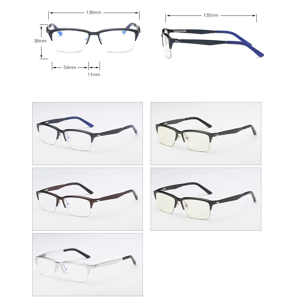 Zerosun алюминиевые Компьютерные очки для мужчин и женщин анти синий светильник