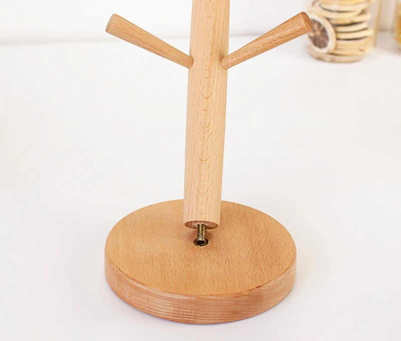 6 крючков подставка для чашек набор хранения чая деревянная полка кухонный