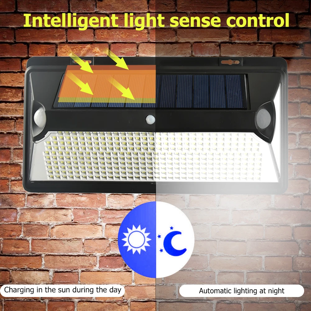 

Outdoor 360/720 LED Solar Light Sunlight Waterproof Street Exterior Wall Lamp PIR Motion Sensor Night Security Garden Lighting