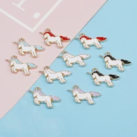 1020 pcs 2014mm enamel lucky unicorn pendant necklace pendant earrings diy colorful animal pendant charms for jewelry making