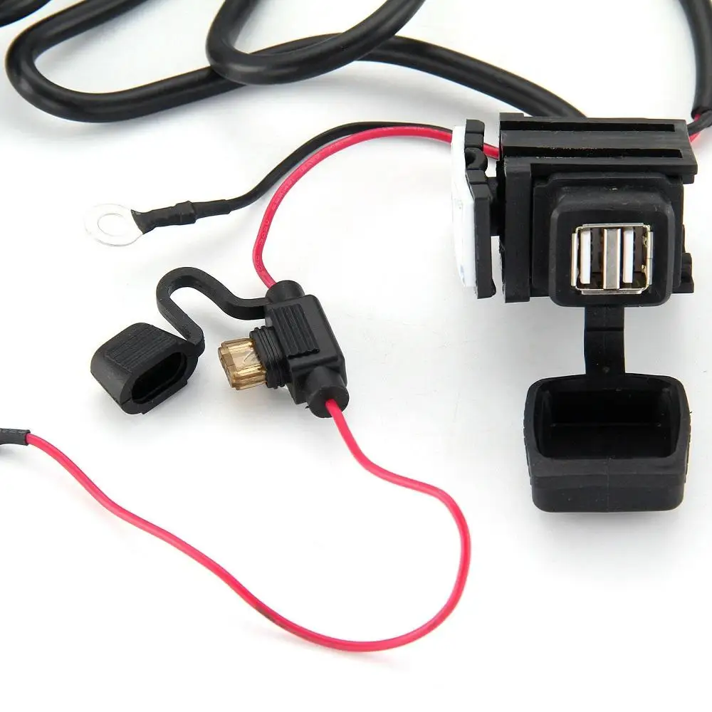 

Motorcycle Waterproof Dual Usb Charger Mobile Phone Navigator Charger With Cable Ties