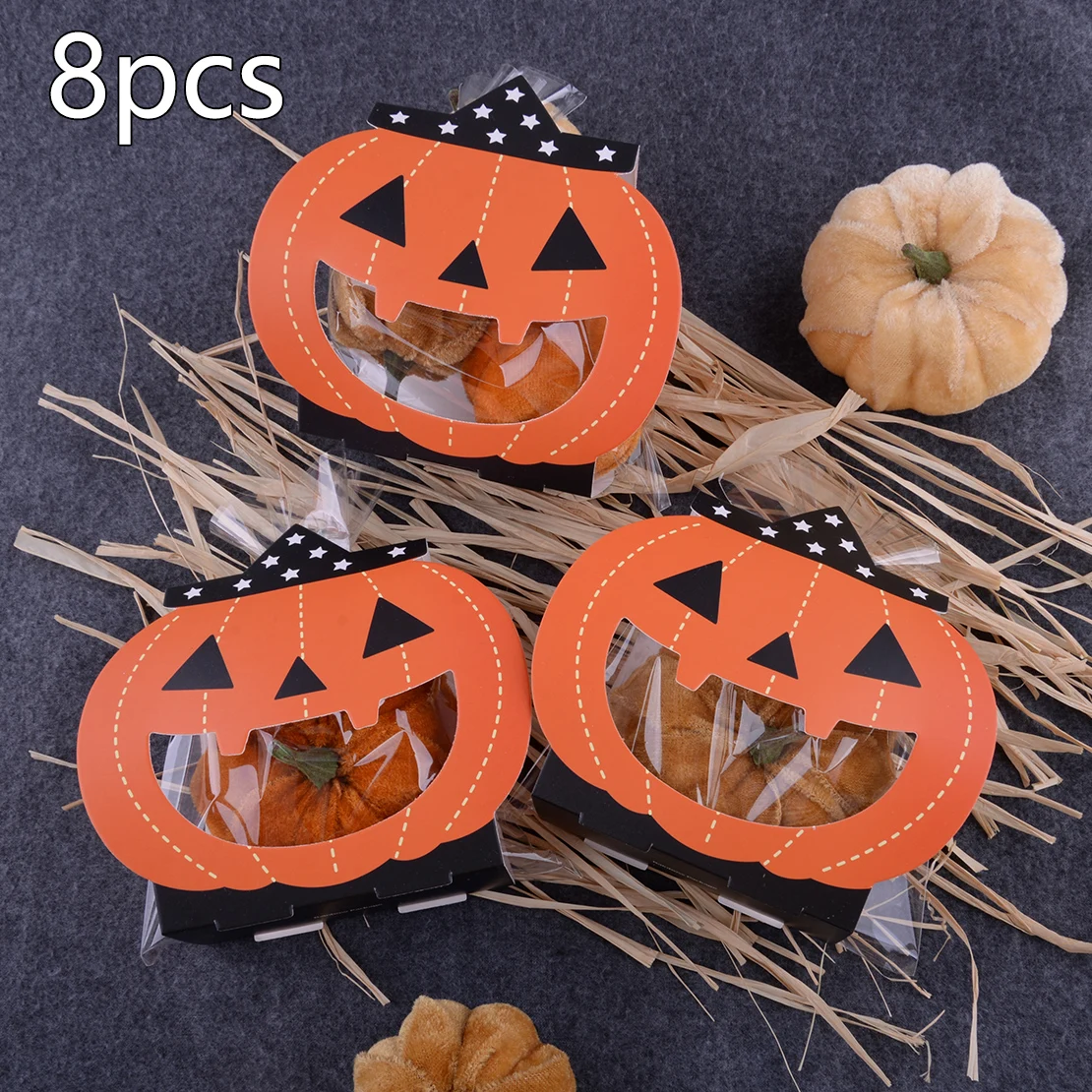 

8pcs Halloween Pumkin Ghost Candy Biscuits Box Christmas Party Sweet Gift Paper Bag Cute New