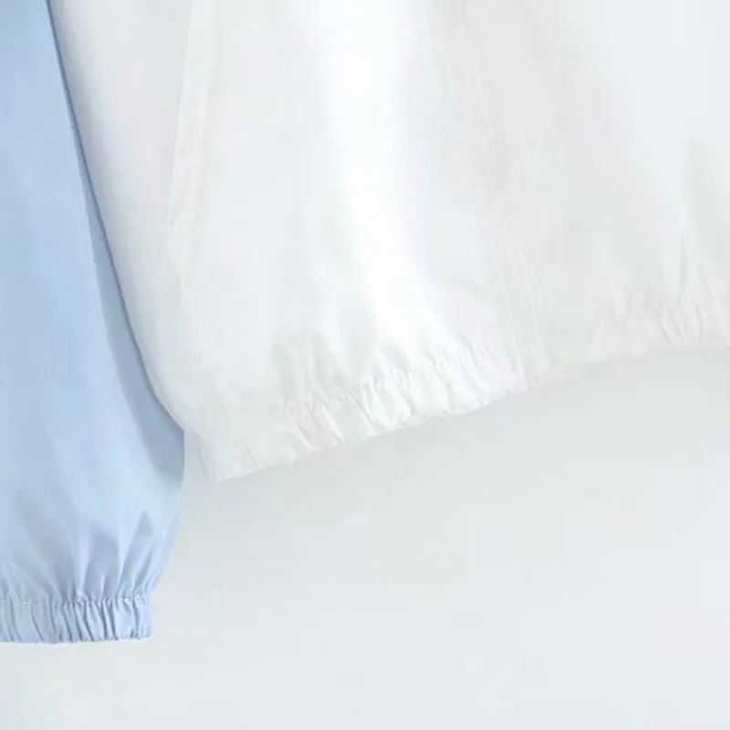 

Women Basic Jackets Thin Anti-UV Breathable Print Letters Zipper with Hat Sweet Girls Harajuku Simple Oversize Casual Trendy New