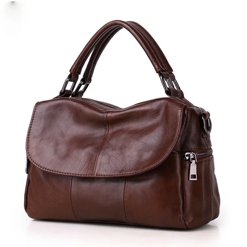 2022 Women Handbags Genuine Leather Female Real Leather Shoulder Bags Versatile Solid Large Capacity Ladies Tote Crossbody Bag