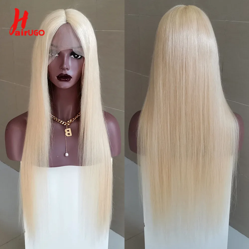 HairUGo 613 Blonde 13x4 Lace Front Wigs Brazilian Remy Straight 13x4 Lace Frontal Human Hair Wigs Pre Plucked Transparent 150%