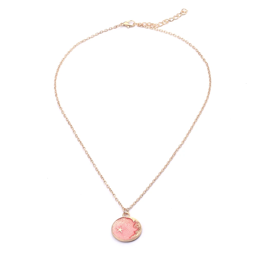 Цепочка Женская эмалированная с подвесками в виде месяца и звезд|Колье| |