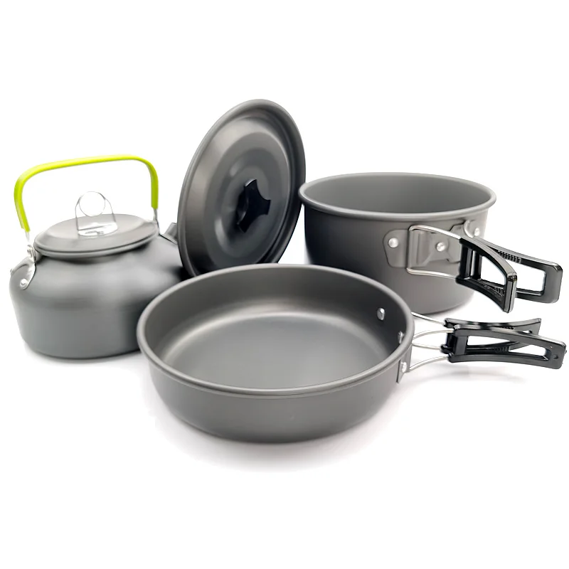 

3-4 person Outdoor Cookware Set Camping Cooking Set Pot Pan 0.8L Kettle