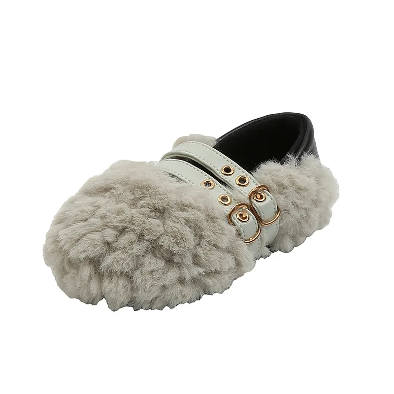 

2020 Baby Flat Shoes Baby Winter Kids Cute Shoes New Fashion Girls Soft Plush Warm Shoes Girls Cotton Slippers Shoes Size 21-30