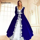 Smileven, синее марокканское дневное белое кружевное платье с аппликацией, женское платье для матери, арабское мусульманское платье для особых случаев