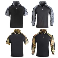 mens tactical hiking t shirtsmilitary army camouflage long sleeve shorts hunting climbing shirt male breathable sport clothes
