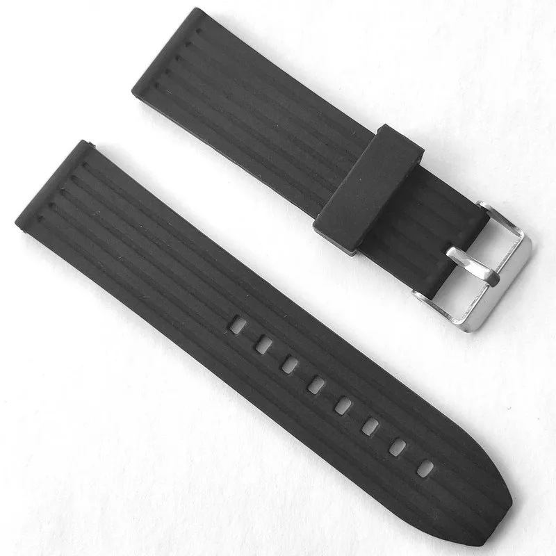 24mm Stripe Silicone Rubber Watch Band Hard Duty Silicon Durable Strap for Fashion Casual Sports Diver Watches | Наручные часы