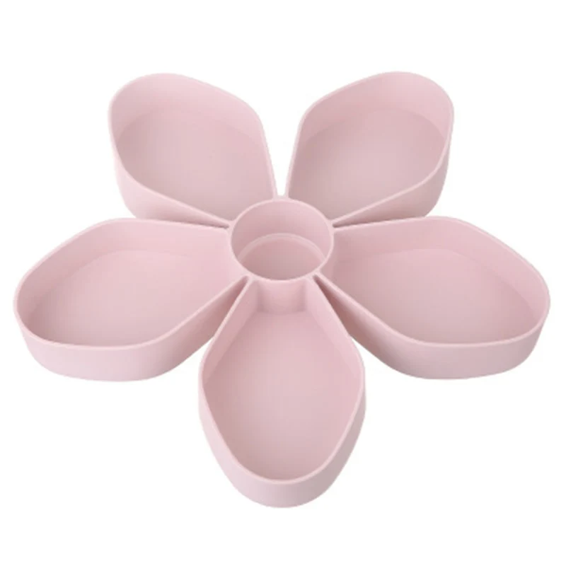 Flower Pink MICCK в форме лепестка, вращающаяся коробка для закусок, поднос для конфет, коробка для хранения продуктов, свадебные конфетные тарелки, двухслойный сушеный органайзер для фруктов для хранения - Цвет: Flower Pink