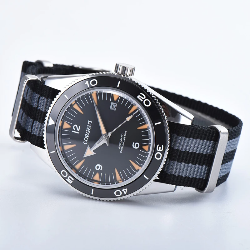 Мужские спортивные водонепроницаемые механические часы с нейлоновым ремешком и