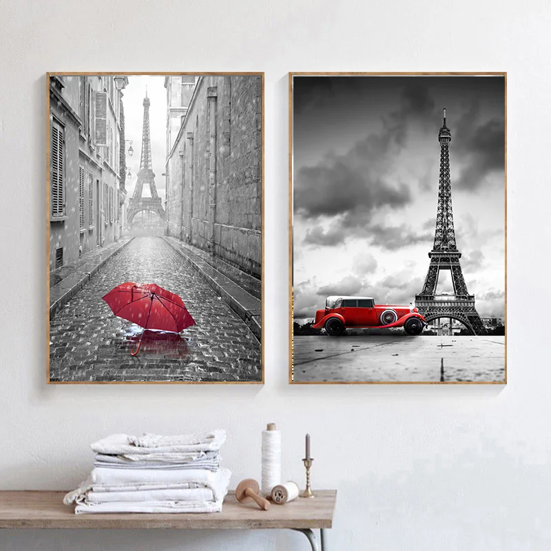 Пары башня фотография пейзаж холст настенный Декор для дома Скандинавская