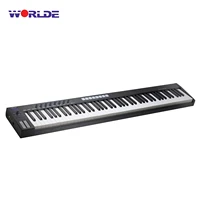 worlde blue whale 88 key midi keyboard usb midi controller keyboard 88 semi weighted keys 8 rgb backlit trigger pads led display