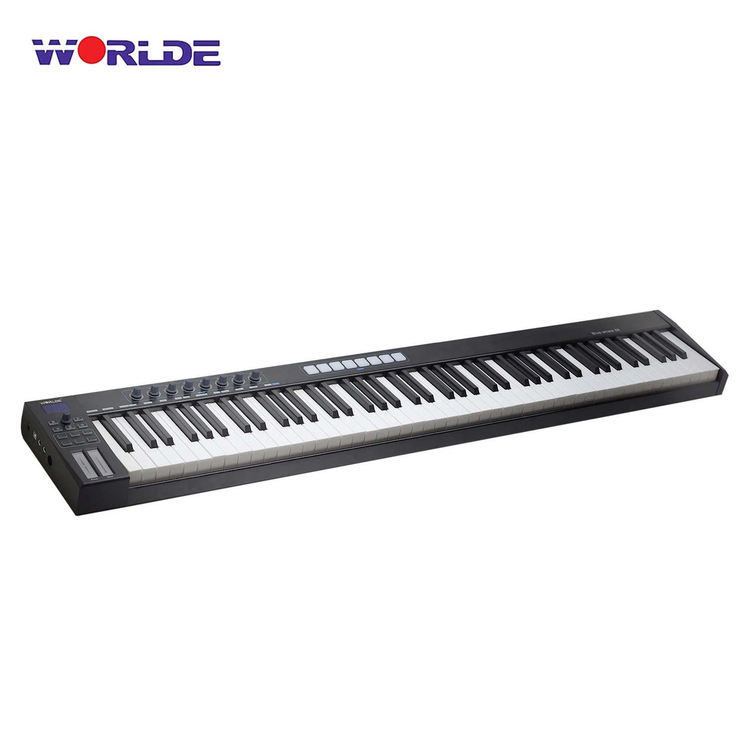 WORLDE Blue whale 88-Key MIDI Keyboard USB Controller 88 Semi-weighted Keys 8 RGB Backlit Trigger Pads LED Display | Спорт и