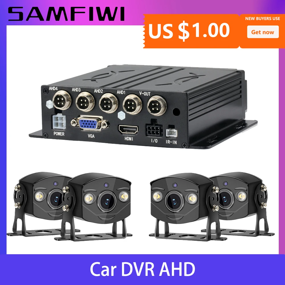 4 Channel Car Dvr 4ch MDVR Mobile Video Recorder Vehicle Dvr Car Security Camera System Video Register Automobile DVR Camara Kit