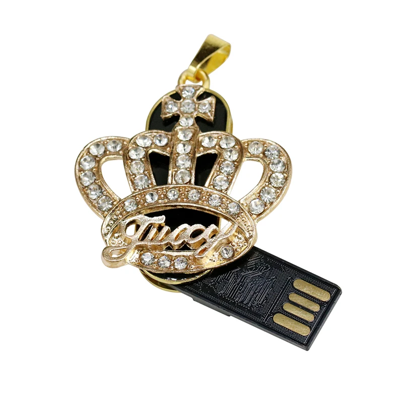 

USB flash drive Pendrive Crown King/Queen Pendant Cle USB 32GB 128GB 64GB 128 4 16 8 32 gb pen drive Crystal necklace Key memory