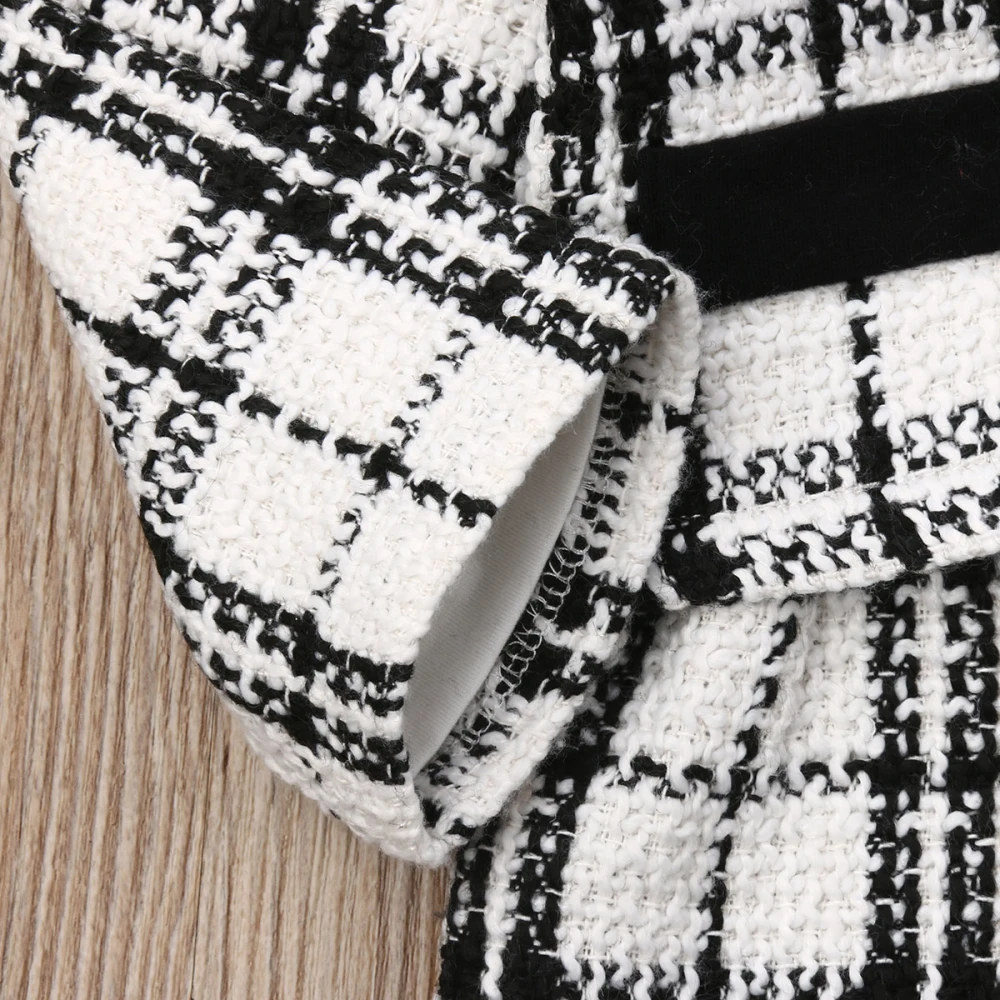 

1-6Y Children Baby Girls Spring Plaid 2Pcs Set Coat Long Sleeve Top+Mini Dress Toddler Kid Formal Clothes Outfits